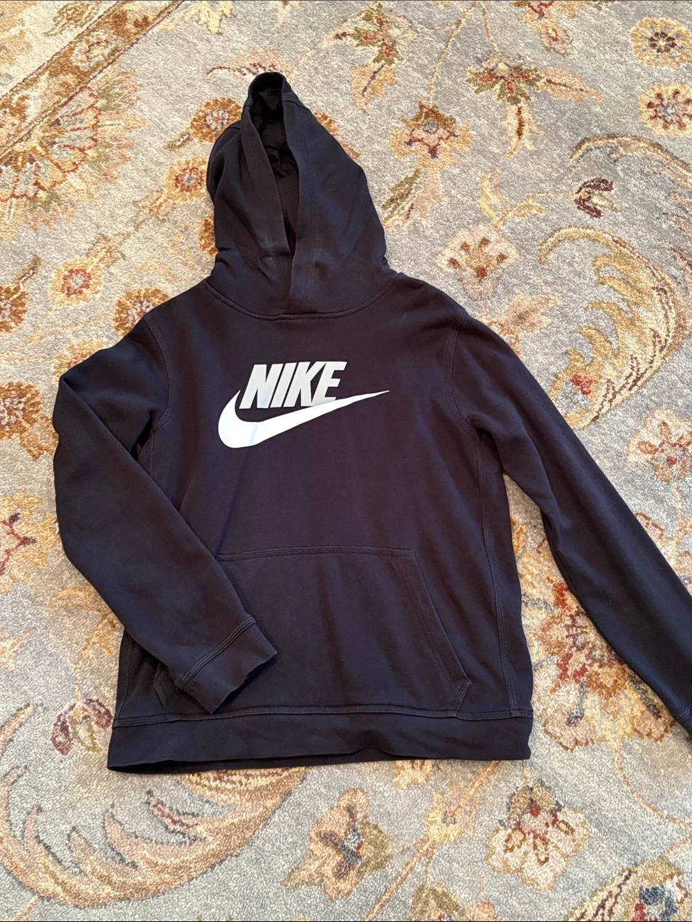 ✨ Nike ✨ Black Hoodie with Gray & White Swoosh Logo, YXL